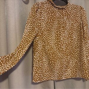 Brown and White Patterned Women's Top